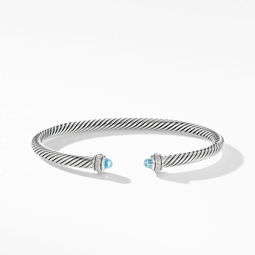 David Yurman Cable Classics Bracelet with Blue Topaz and Diamonds